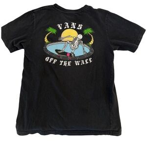 Vans Kids Black Graphic Tee Size S 8-10, Skeleton Skateboard Off The Wall TShirt